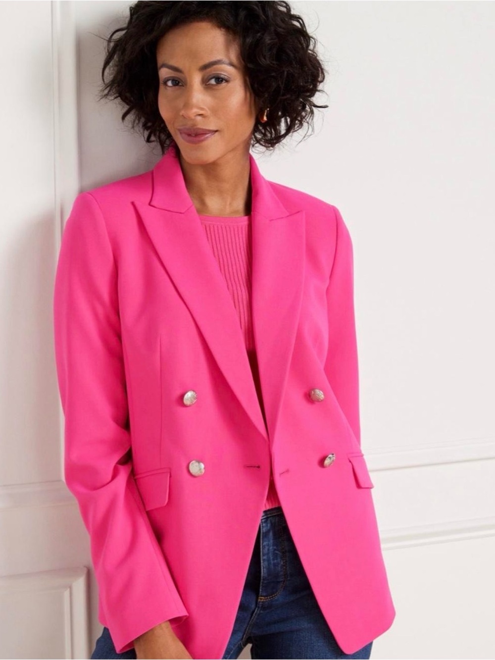Talbots Plus Hot Pink Double Breasted Blazer